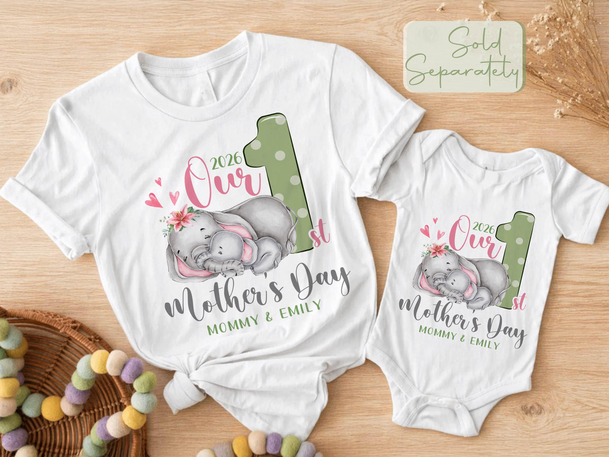 New Mom Gift, Mothers Day Matching Shirt, Our First Mother's Day Matching Tee, Custom 1st Mother's Day Shirt, Matching Mom and Baby Bodysuit