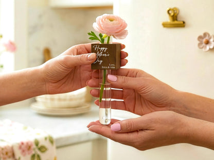Personalized Magnetic Flower Vase, First Mothers Day Gift, Custom Fridge Magnet Gift for Mom Grandma Nana, Mom Gifts from Daughter