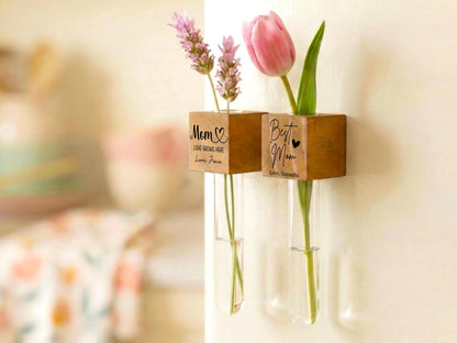 Personalized Magnetic Flower Vase, First Mothers Day Gift, Custom Fridge Magnet Gift for Mom Grandma Nana, Mom Gifts from Daughter