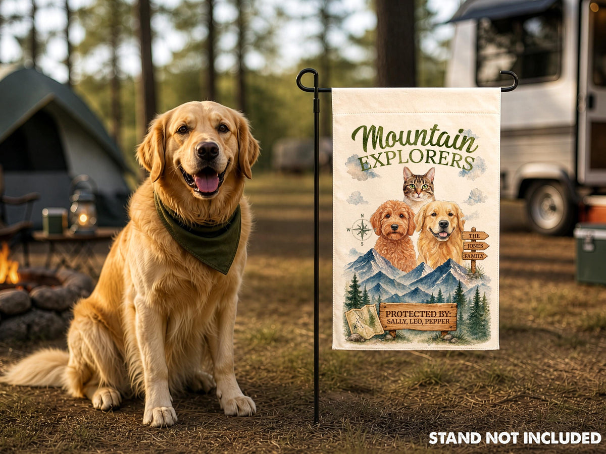Personalized Pet Garden Flag, Custom Pet Portrait from Photo, Dog Cat Camping Flag, RV Campsite Decor, Dog Mom Dad Gift