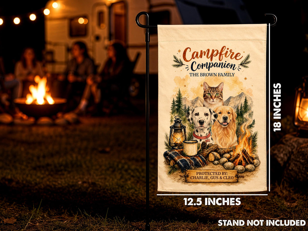 Personalized Pet Garden Flag, Custom Pet Portrait from Photo, Dog Cat Camping Flag, RV Campsite Decor, Dog Mom Dad Gift