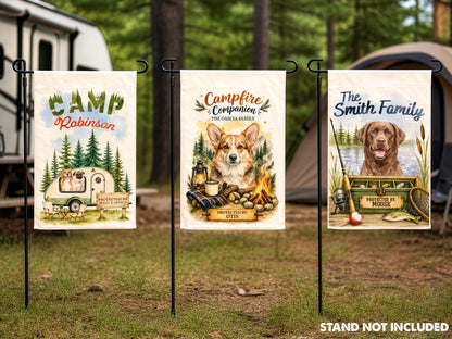 Personalized Pet Garden Flag, Custom Pet Portrait from Photo, Dog Cat Camping Flag, RV Campsite Decor, Dog Mom Dad Gift