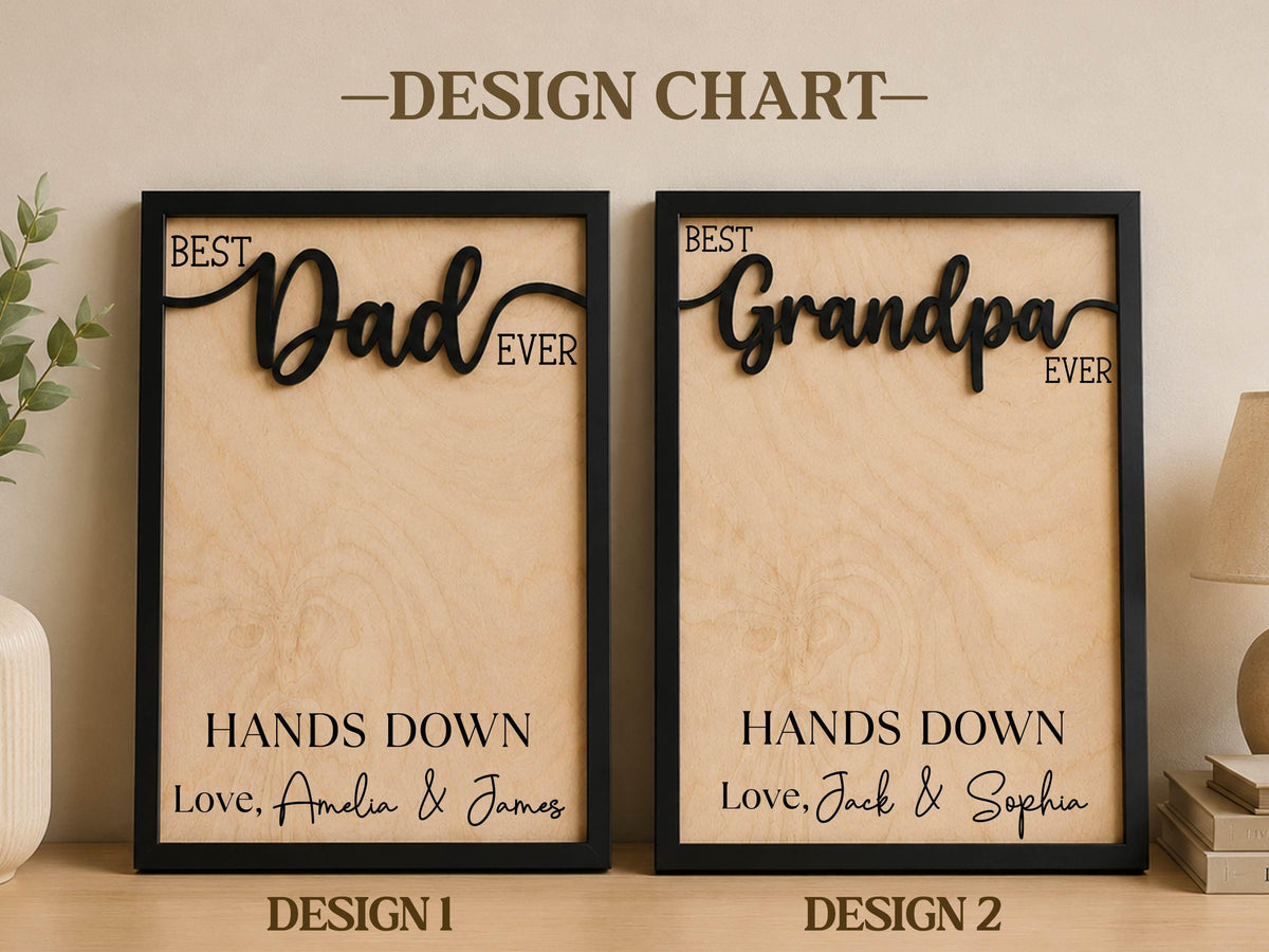 Personalized Hands Down Best Dad Ever Sign, Fathers Day Gift Keepsake Handprint Sign, Custom Wooden Sign, DIY Hand Print Sign for Dad Gift