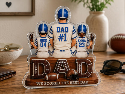 Personalized Dad Football Gift, We Caught the Best Dad Football Sign, Father's Day Gift for Dad, 2D Acrylic Plaque for Husband, Grandpa Gift