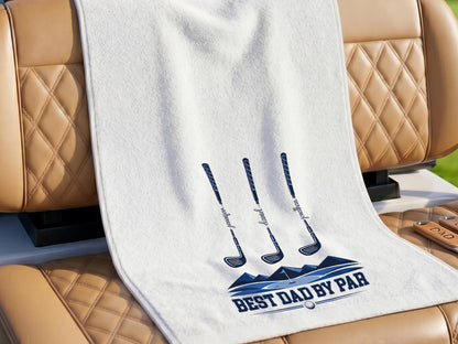 Personalized Golf Towel for Dad, Best Dad By Par Gift with Kids Names, Custom Father’s Day Golf Gift for Dad Grandpa, Golf Lover Gift