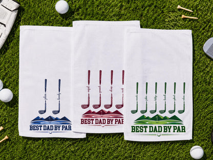 Personalized Golf Towel for Dad, Best Dad By Par Gift with Kids Names, Custom Father’s Day Golf Gift for Dad Grandpa, Golf Lover Gift