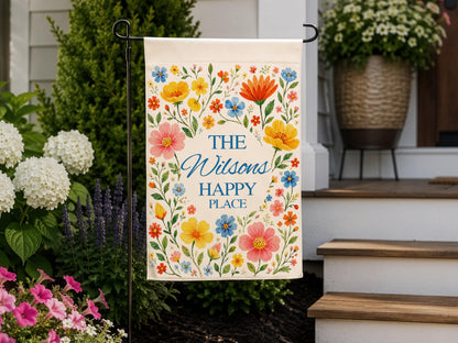 Personalized Floral Garden Flag, Family Gifts for New Home Owner, Initial Yard Décor, Custom Family Name Welcome Flag, Housewarming Gifts