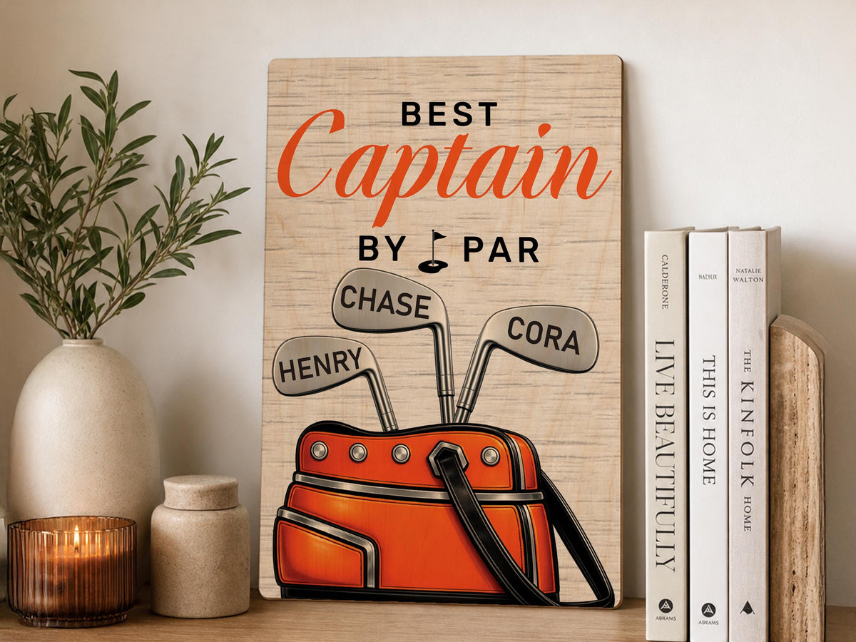 Personalized Dad or Grandpa Golf Sign, Best Dad by Par Fathers Day Golfing Gift for Daddy, Custom Golf Plaque, Grandparent Golf Lover Gift