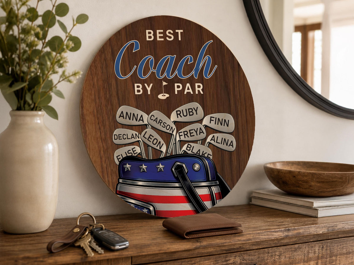 Personalized Dad or Grandpa Golf Sign, Best Dad by Par Fathers Day Golfing Gift for Daddy, Custom Golf Plaque, Grandparent Golf Lover Gift