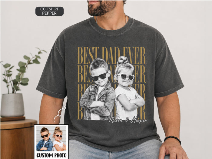 Custom Father Shirt with Vintage Photo, Personalized Father's Day Shirt with Kids Photo, Dad Shirt, New Dad Gift, Funny Dad Gifts