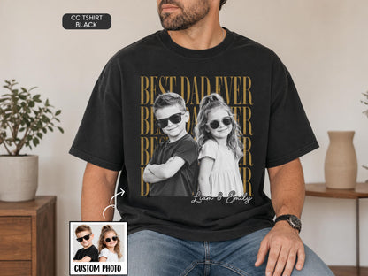Custom Father Shirt with Vintage Photo, Personalized Father's Day Shirt with Kids Photo, Dad Shirt, New Dad Gift, Funny Dad Gifts