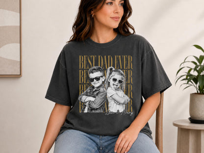 Custom Father Shirt with Vintage Photo, Personalized Father's Day Shirt with Kids Photo, Dad Shirt, New Dad Gift, Funny Dad Gifts