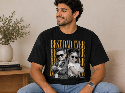 Custom Father Shirt with Vintage Photo, Personalized Father's Day Shirt with Kids Photo, Dad Shirt, New Dad Gift, Funny Dad Gifts