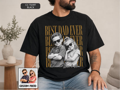Custom Father Shirt with Vintage Photo, Personalized Father's Day Shirt with Kids Photo, Dad Shirt, New Dad Gift, Funny Dad Gifts