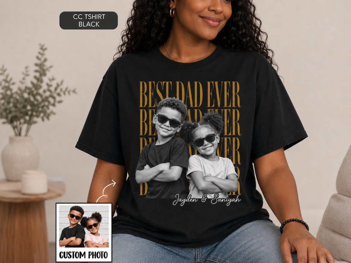 Custom Father Shirt with Vintage Photo, Personalized Father's Day Shirt with Kids Photo, Dad Shirt, New Dad Gift, Funny Dad Gifts