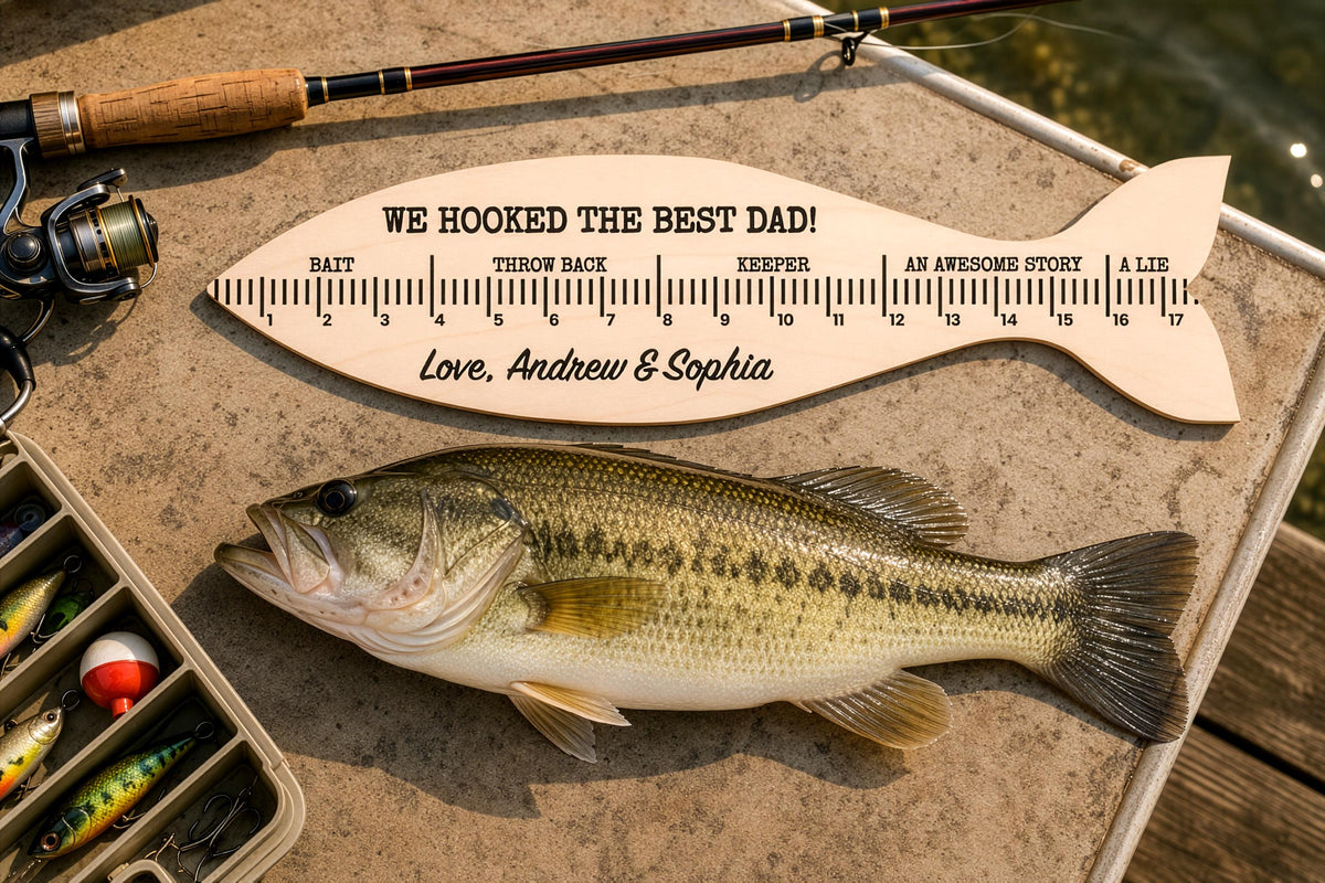 Personalized Fish Ruler for Fathers Day Gift From Kids, Fishing Gift for Dad, Funny Fish Ruler for Dad Gift for Grandpa, Fishing Buddy Gift