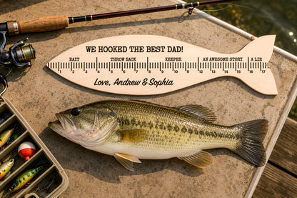 Personalized Fish Ruler for Fathers Day Gift From Kids, Fishing Gift for Dad, Funny Fish Ruler for Dad Gift for Grandpa, Fishing Buddy Gift