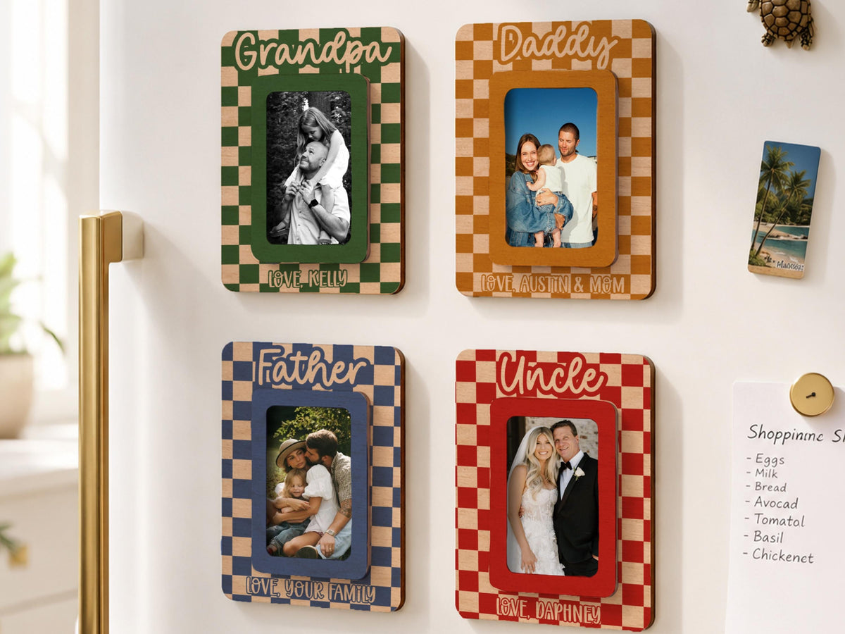 Personalized Father's Day Gift, Picture Frame for Dad Gift, Custom Photo Car Visor, Photo Clip for Car Gift For Dad, Fridge Magnet Keepsake