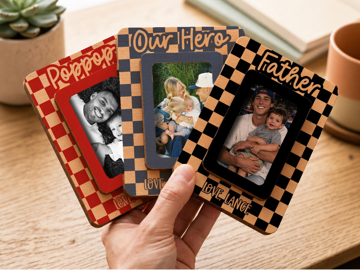 Personalized Father's Day Gift, Picture Frame for Dad Gift, Custom Photo Car Visor, Photo Clip for Car Gift For Dad, Fridge Magnet Keepsake