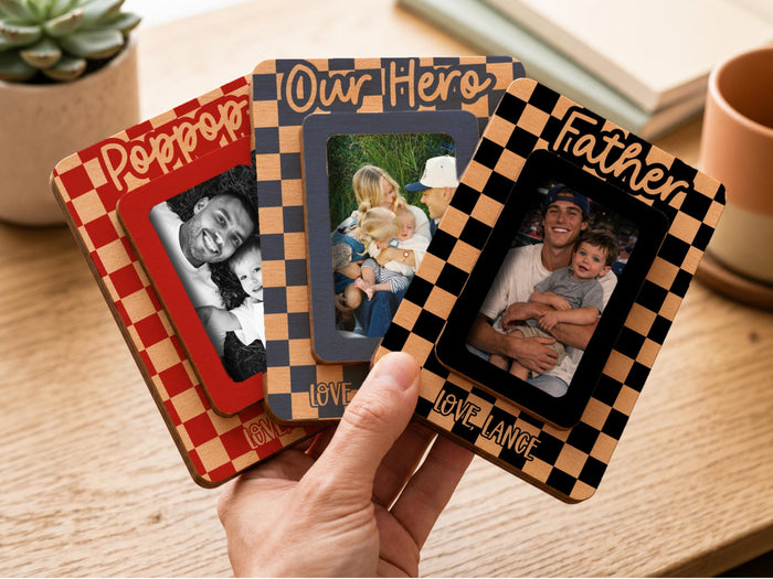 Personalized Father's Day Gift, Picture Frame for Dad Gift, Custom Photo Car Visor, Photo Clip for Car Gift For Dad, Fridge Magnet Keepsake