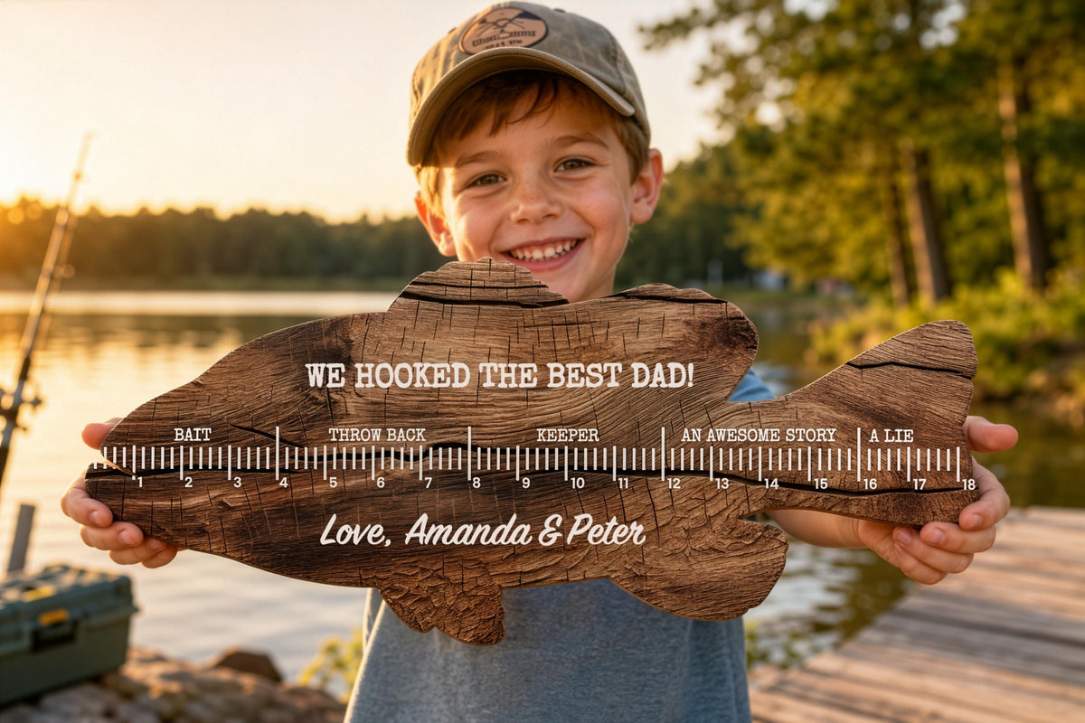 Personalized Fish Ruler for Fathers Day Gift From Kids, Fishing Gift for Dad, Funny Fish Ruler for Dad Gift for Grandpa, Fishing Buddy Gift