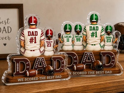 Personalized Dad Football Gift, We Caught the Best Dad Football Sign, Father's Day Gift for Dad, 2D Acrylic Plaque for Husband, Grandpa Gift