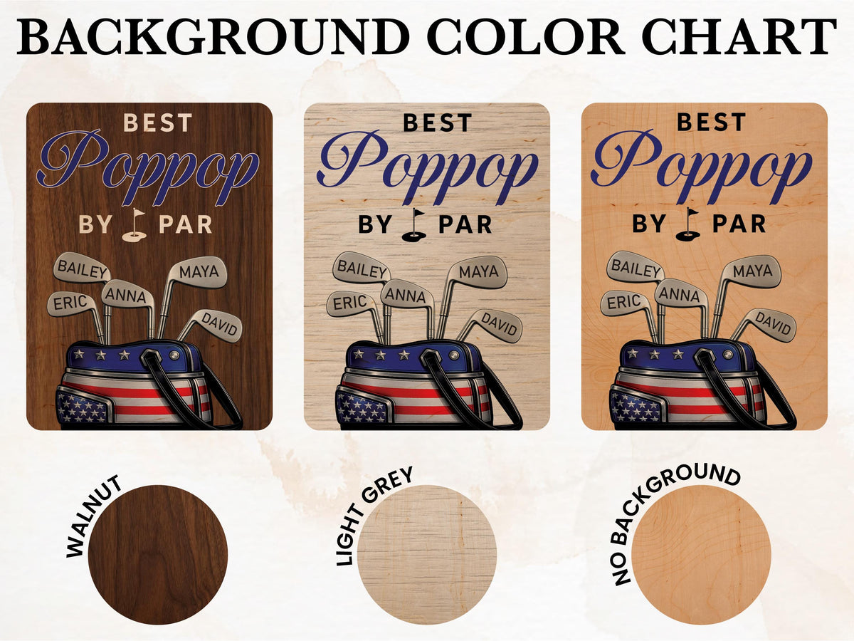 Personalized Dad or Grandpa Golf Sign, Best Dad by Par Fathers Day Golfing Gift for Daddy, Custom Golf Plaque, Grandparent Golf Lover Gift