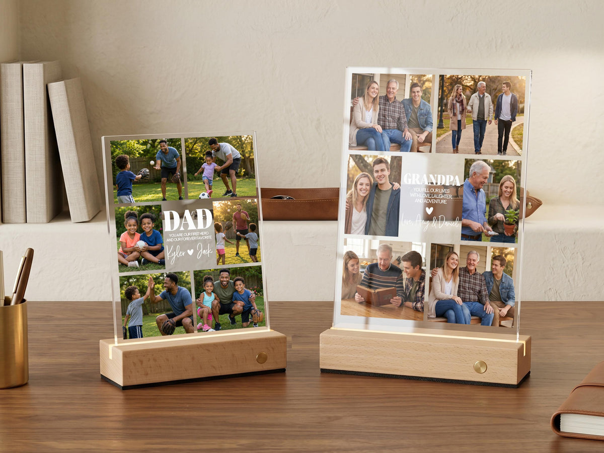 Dad Gift, Personalized Photo Night Light, Photo Collage LED Light, Custom Photo Gifts for Father's Day, Custom Frame, Photo Keepsake for Dad
