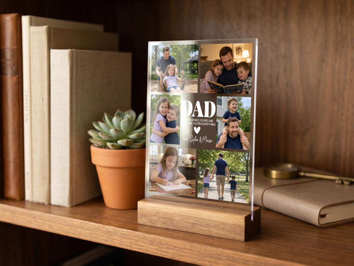 Dad Gift, Personalized Photo Night Light, Photo Collage LED Light, Custom Photo Gifts for Father's Day, Custom Frame, Photo Keepsake for Dad