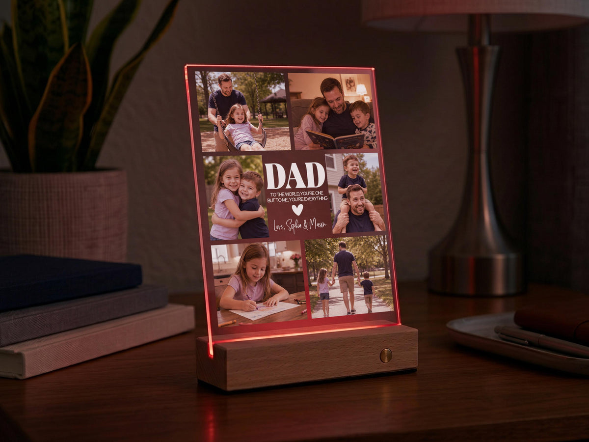 Dad Gift, Personalized Photo Night Light, Photo Collage LED Light, Custom Photo Gifts for Father's Day, Custom Frame, Photo Keepsake for Dad