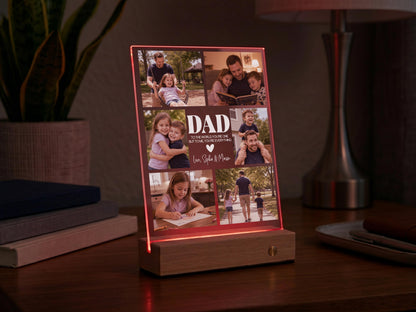 Dad Gift, Personalized Photo Night Light, Photo Collage LED Light, Custom Photo Gifts for Father's Day, Custom Frame, Photo Keepsake for Dad