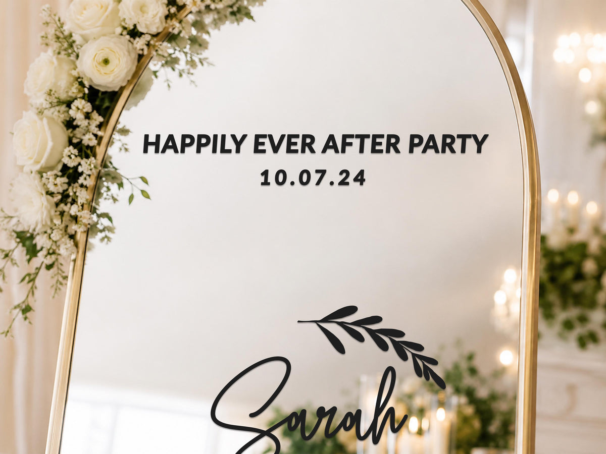 Custom Wedding Mirror Decal, Shower, Parties, Events, Personalized Welcome Sign, Personalized Vinyl Sticker for Mirror, Reception Decor