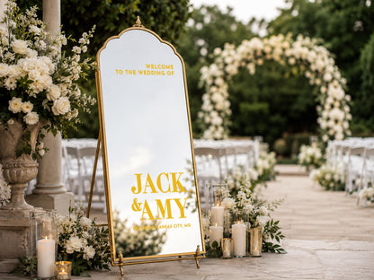 Custom Wedding Mirror Decal, Shower, Parties, Events, Personalized Welcome Sign, Personalized Vinyl Sticker for Mirror, Reception Decor