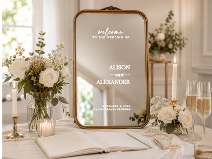 Custom Wedding Mirror Decal, Shower, Parties, Events, Personalized Welcome Sign, Personalized Vinyl Sticker for Mirror, Reception Decor