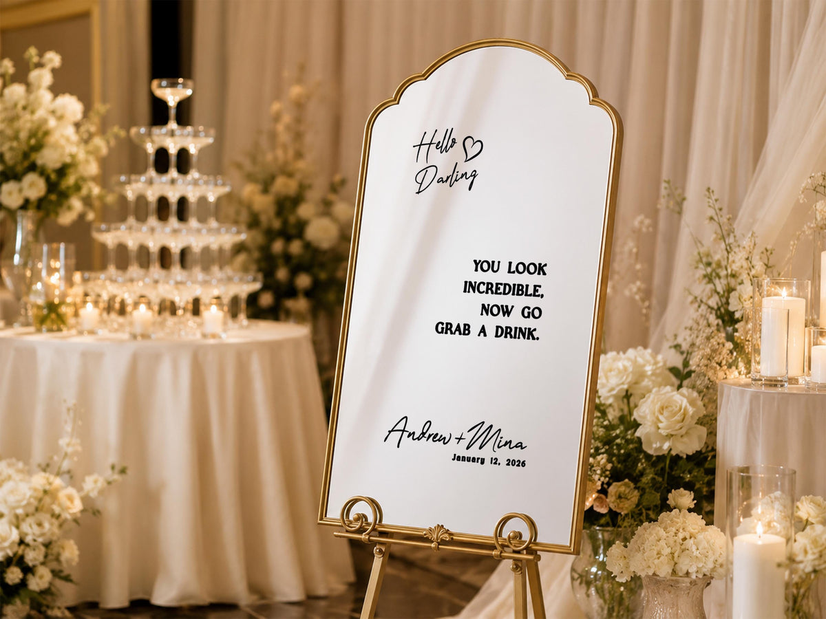 Custom Wedding Mirror Decal, Shower, Parties, Events, Personalized Welcome Sign, Personalized Vinyl Sticker for Mirror, Reception Decor