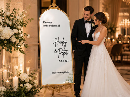 Custom Wedding Mirror Decal, Shower, Parties, Events, Personalized Welcome Sign, Personalized Vinyl Sticker for Mirror, Reception Decor