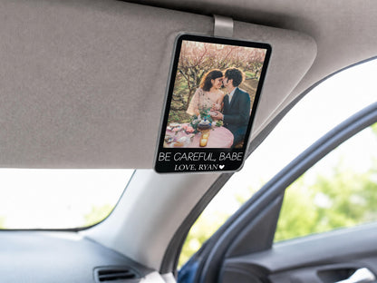 Personalized Valentine Photo Car Visor Clip, Drive Safe I Love You, Valentines Gift for Him, Gifts for Boyfriend, Husband Drive Safe Gift