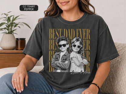 Custom Father Shirt with Vintage Photo, Personalized Father's Day Shirt with Kids Photo, Dad Shirt, New Dad Gift, Funny Dad Gifts
