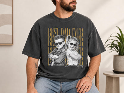 Custom Father Shirt with Vintage Photo, Personalized Father's Day Shirt with Kids Photo, Dad Shirt, New Dad Gift, Funny Dad Gifts