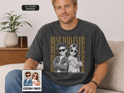 Custom Father Shirt with Vintage Photo, Personalized Father's Day Shirt with Kids Photo, Dad Shirt, New Dad Gift, Funny Dad Gifts