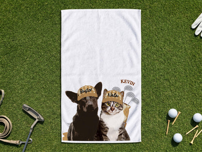 Custom Pet Golf Towel with Pet Photo, Personalized Dog Towels, Custom Cat Golf Towels, Dog Face Photo Golf Towel, Golf Lover Gifts for Dad