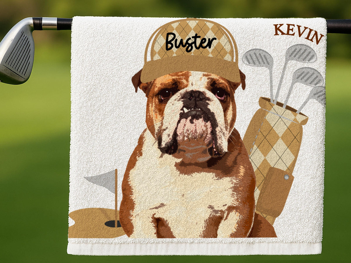 Custom Pet Golf Towel with Pet Photo, Personalized Dog Towels, Custom Cat Golf Towels, Dog Face Photo Golf Towel, Golf Lover Gifts for Dad
