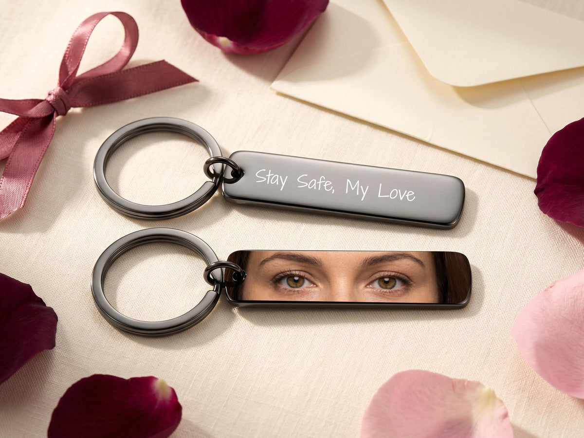 Custom Eye Photo Keychain Personalized Gifts for Him, Stainless Steel Keychain, Boyfriend Gifts for Him,  Long-Distance Relationships Gift