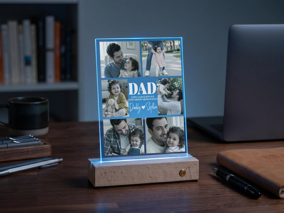 Dad Gift, Personalized Photo Night Light, Photo Collage LED Light, Custom Photo Gifts for Father's Day, Custom Frame, Photo Keepsake for Dad