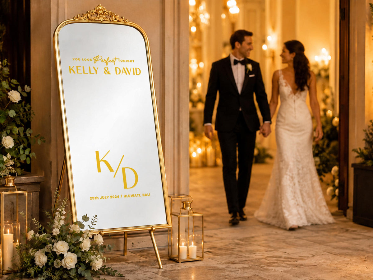 Custom Wedding Mirror Decal, Shower, Parties, Events, Personalized Welcome Sign, Personalized Vinyl Sticker for Mirror, Reception Decor