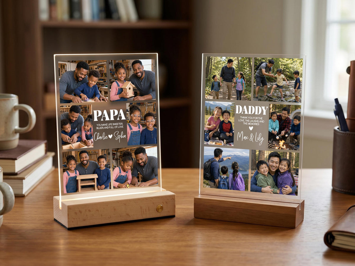 Dad Gift, Personalized Photo Night Light, Photo Collage LED Light, Custom Photo Gifts for Father's Day, Custom Frame, Photo Keepsake for Dad