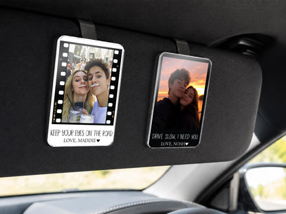 Personalized Valentine Photo Car Visor Clip, Drive Safe I Love You, Valentines Gift for Him, Gifts for Boyfriend, Husband Drive Safe Gift