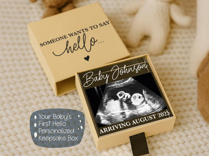 Personalized Baby Reveal Gift For Husband, Pregnancy Announcement Gift For Family Reveal Keepsake Gift, Photo Ultrasound Frame Reveal Box