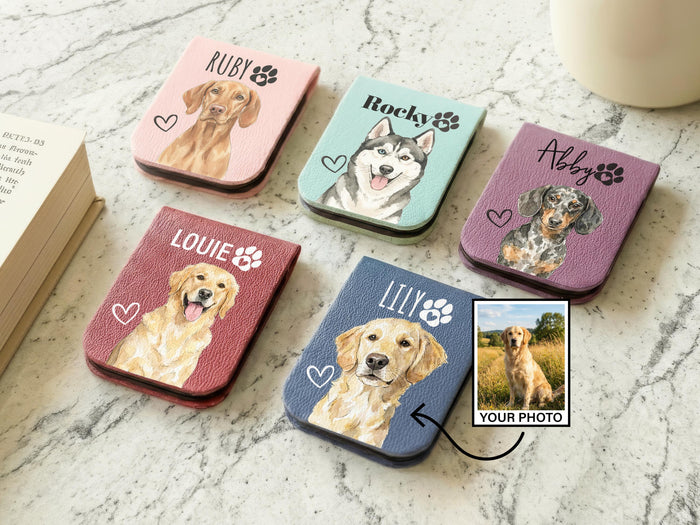 Pet Memorial Bookmark, Custom Dog Photo Bookmark, Watercolor Pet Portrait Magnetic Photo Bookmark, Pet Loss Sympathy Gifts for Book Lovers