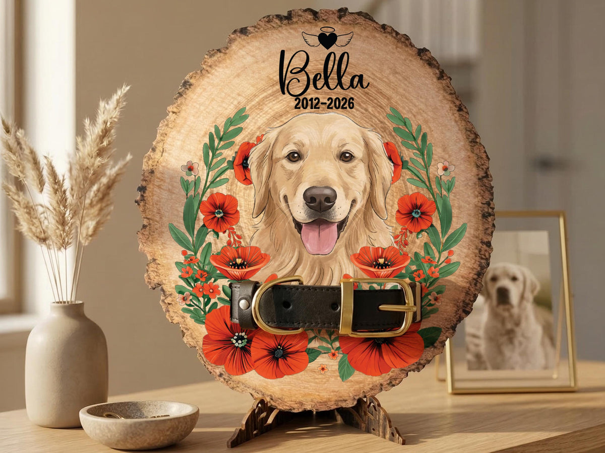 Dog Memorial Gifts, Personalized Memorial Dog Photo Sign, Memorial Pet Collar Sign, Pet Remembrance Keepsake, Custom Cat Loss Sympathy Gift